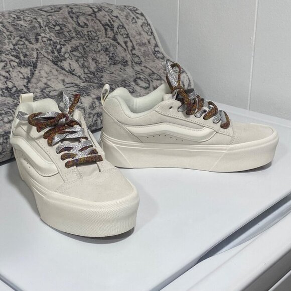 NEW Vans Knu Stack Suede 'White Multi-Color Laces' Size 8 - Picture 3 of 7